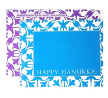 Load image into Gallery viewer, Chanukah laminated Drip tray set of 2 Blue and Purple