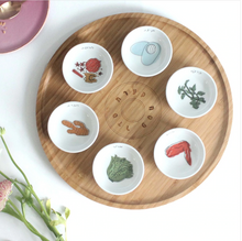 Load image into Gallery viewer, Modern Wood Colorful Ceramic Seder Plate