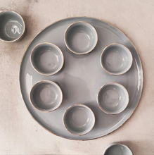 Load image into Gallery viewer, Modern Ceramic Seder Plate, Grey/Gold Rim