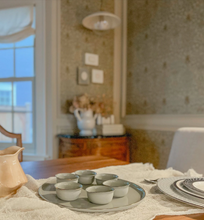 Load image into Gallery viewer, Modern Ceramic Seder Plate, Grey/Gold Rim