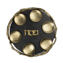 Load image into Gallery viewer, Black & Gold Marble Seder Plate