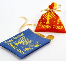 Load image into Gallery viewer, Chanukah Colorful Gelt Bag set of 4
