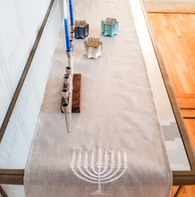 Load image into Gallery viewer, Embroidered Chanukah Linen Runner
