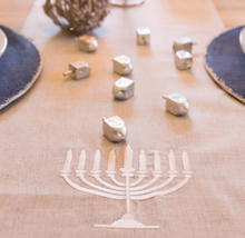 Load image into Gallery viewer, Embroidered Chanukah Linen Runner
