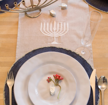 Load image into Gallery viewer, Embroidered Chanukah Linen Runner
