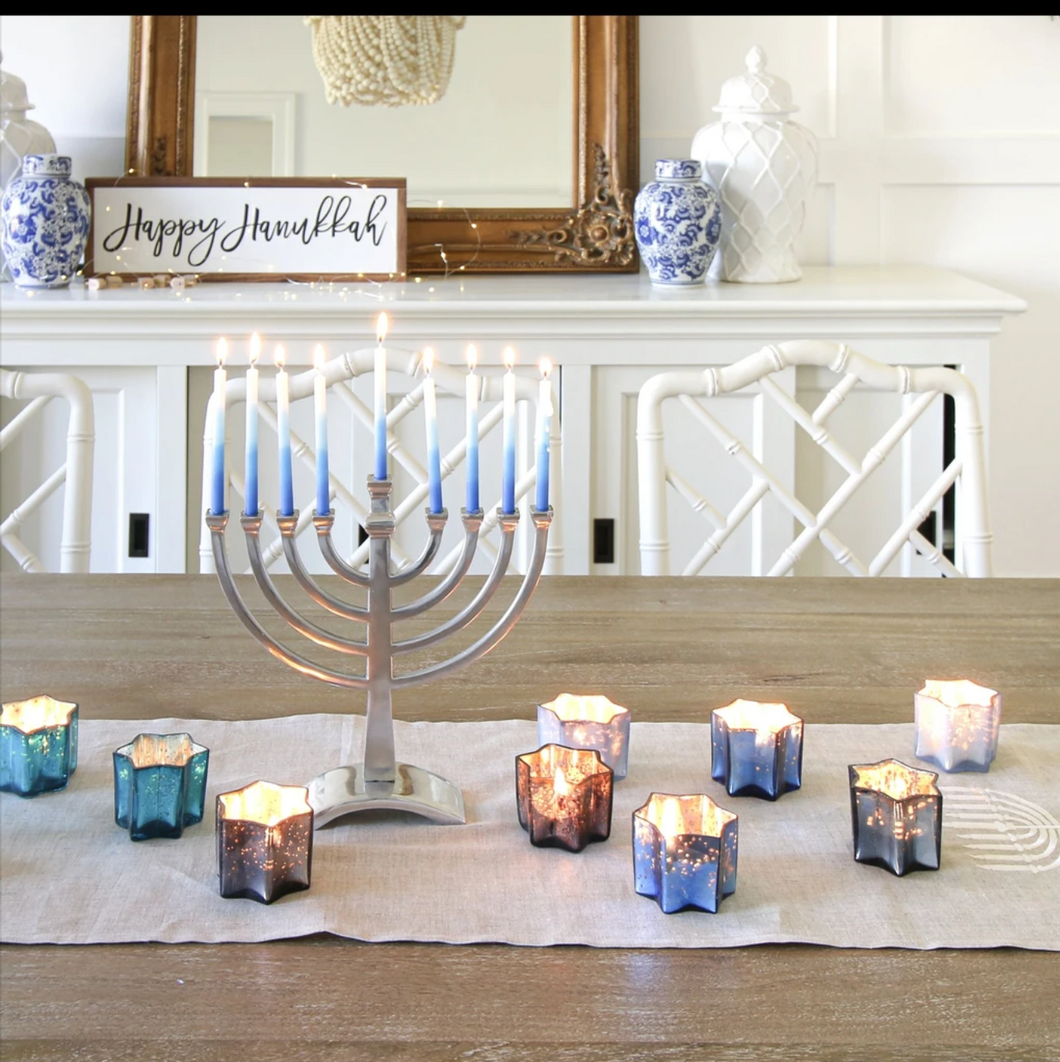 Embroidered Chanukah Linen Runner