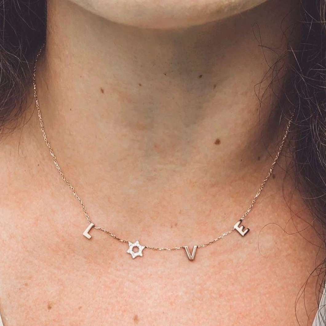 Jewish Star Love Necklace