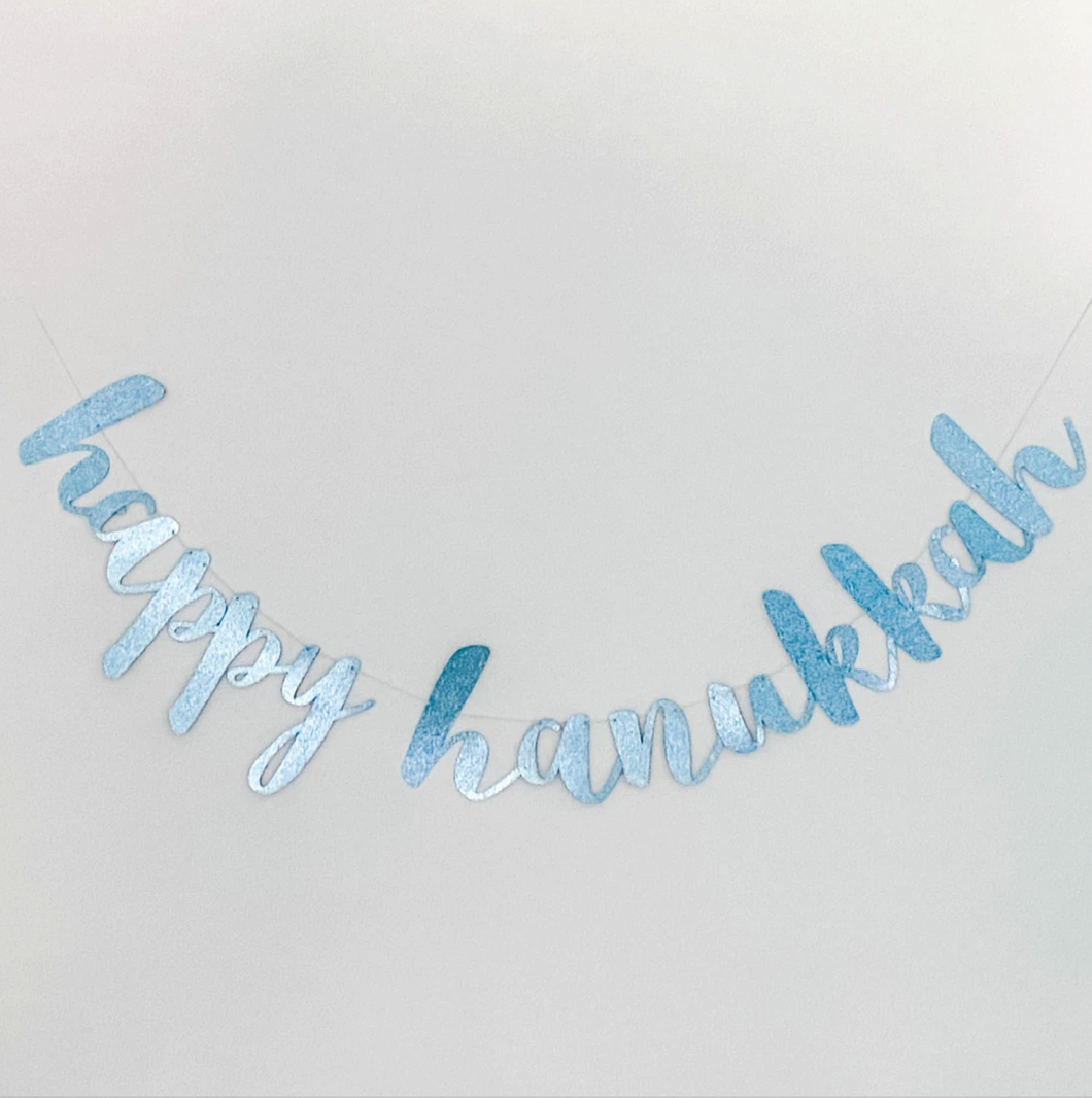 Happy Chanukah Blue glitter banner