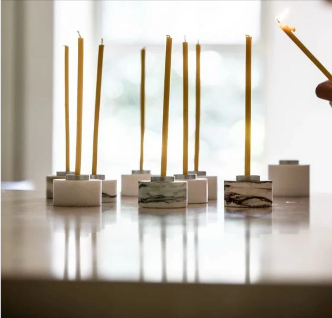 Menorah - Handmade of Dead Sea Salt, 3 Designs in One (Gold)