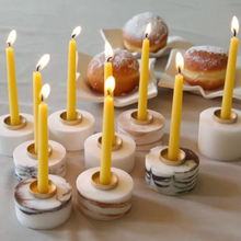 Load image into Gallery viewer, Menorah - Handmade of Dead Sea Salt, 3 Designs in One (Gold)
