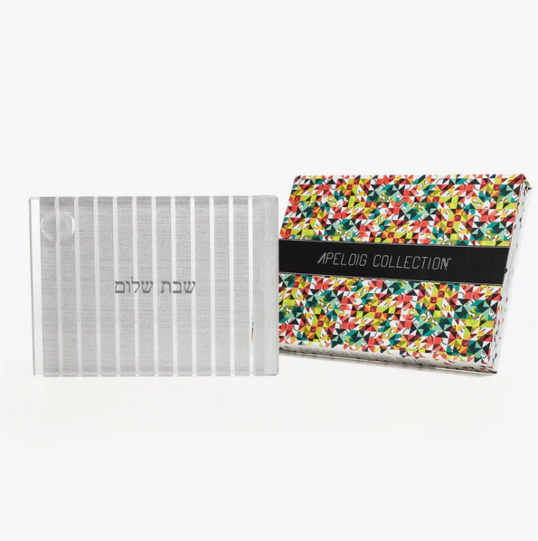 Striped Acrylic Challah Board + Knife