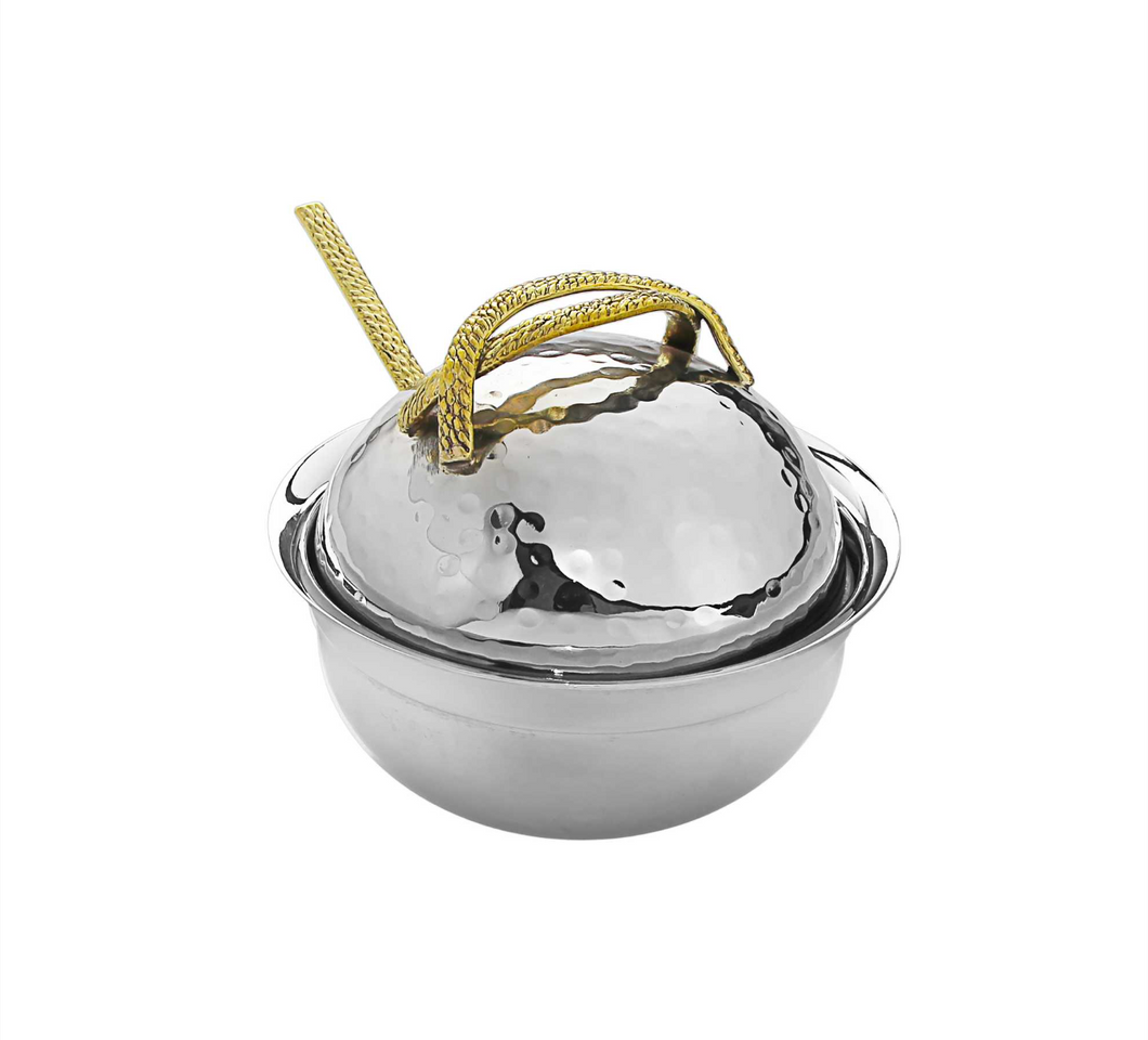 Honey Dish With Gold Handles and Glass Insert
